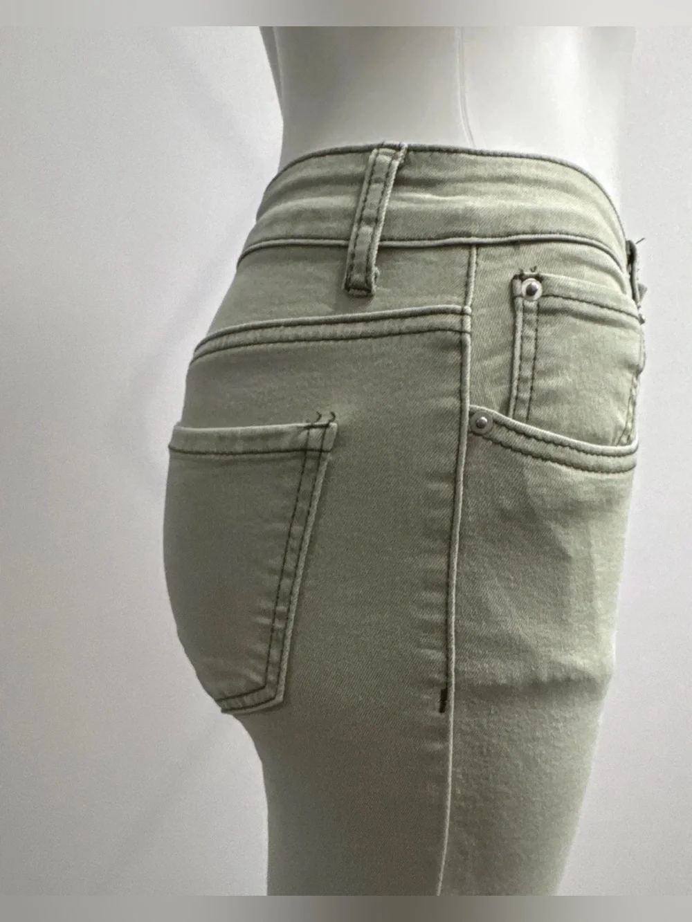 High-Rise Skinny Jeans in Sage Green - Women